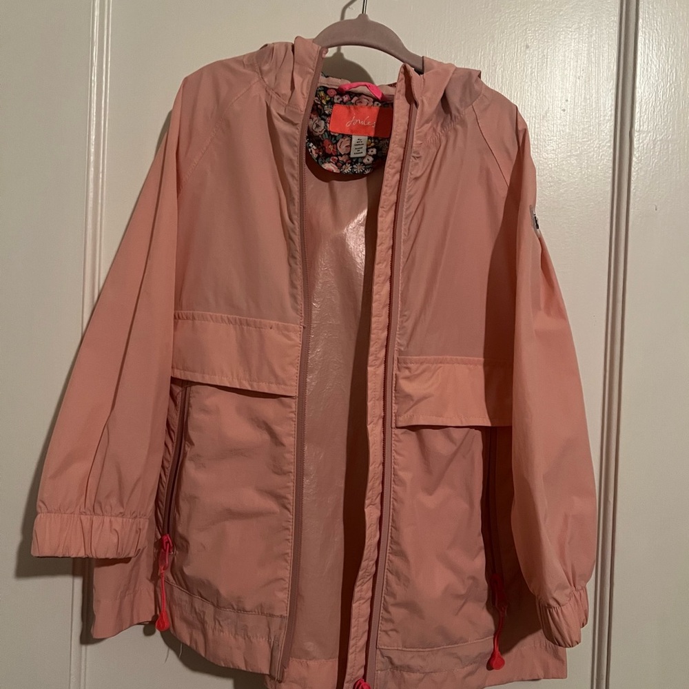 Joules Girls Pink Hooded Rain Jacket